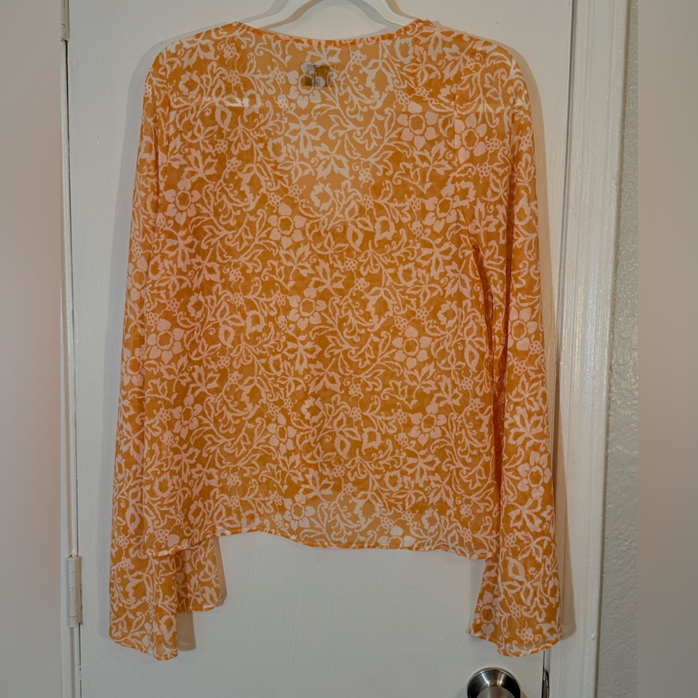 Show Me Your MuMu Creamsicle Floral Boho Bell Sleeve Sandee Blouse Size Large - Picture 9 of 9